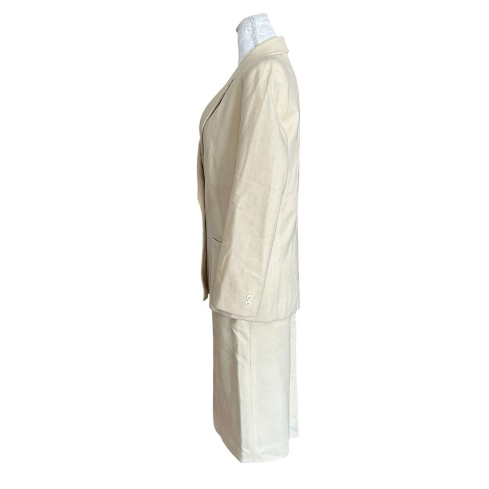 80s Cream Wool Skirt Suit Set Blazer XS Light Academia - Picture 3 of 16